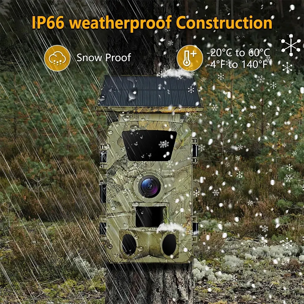 4K 60MP Black Solar Trail Camera with Night Vision and Wi-Fi Connectivity view 9