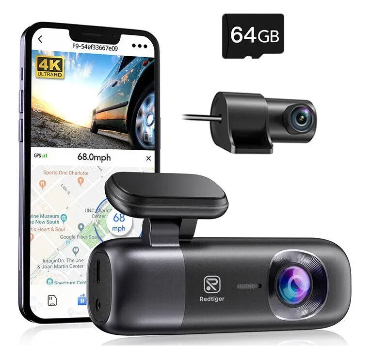 4K Front and Rear Dash Camera with WiFi GPS and Free 64GB SD Card