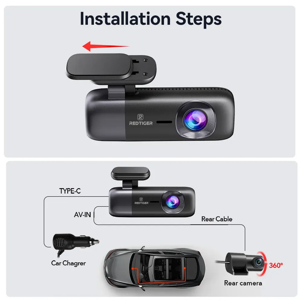 4K Front and Rear Dash Camera with WiFi GPS and Free 64GB SD Card view 2