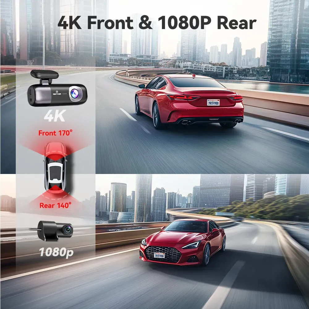 4K Front and Rear Dash Camera with WiFi GPS and Free 64GB SD Card view 3