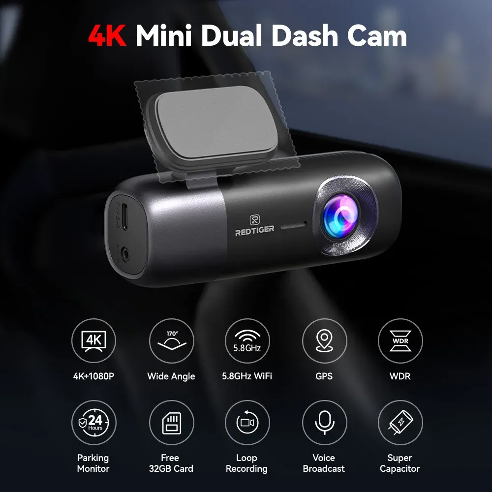 4K Front and Rear Dash Camera with WiFi GPS and Free 64GB SD Card view 9