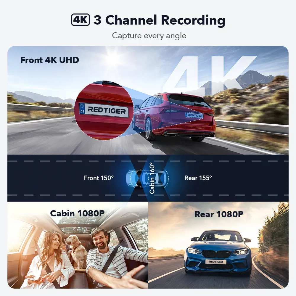 4K 3 Channel Dash Cam with 5G WiFi view 4