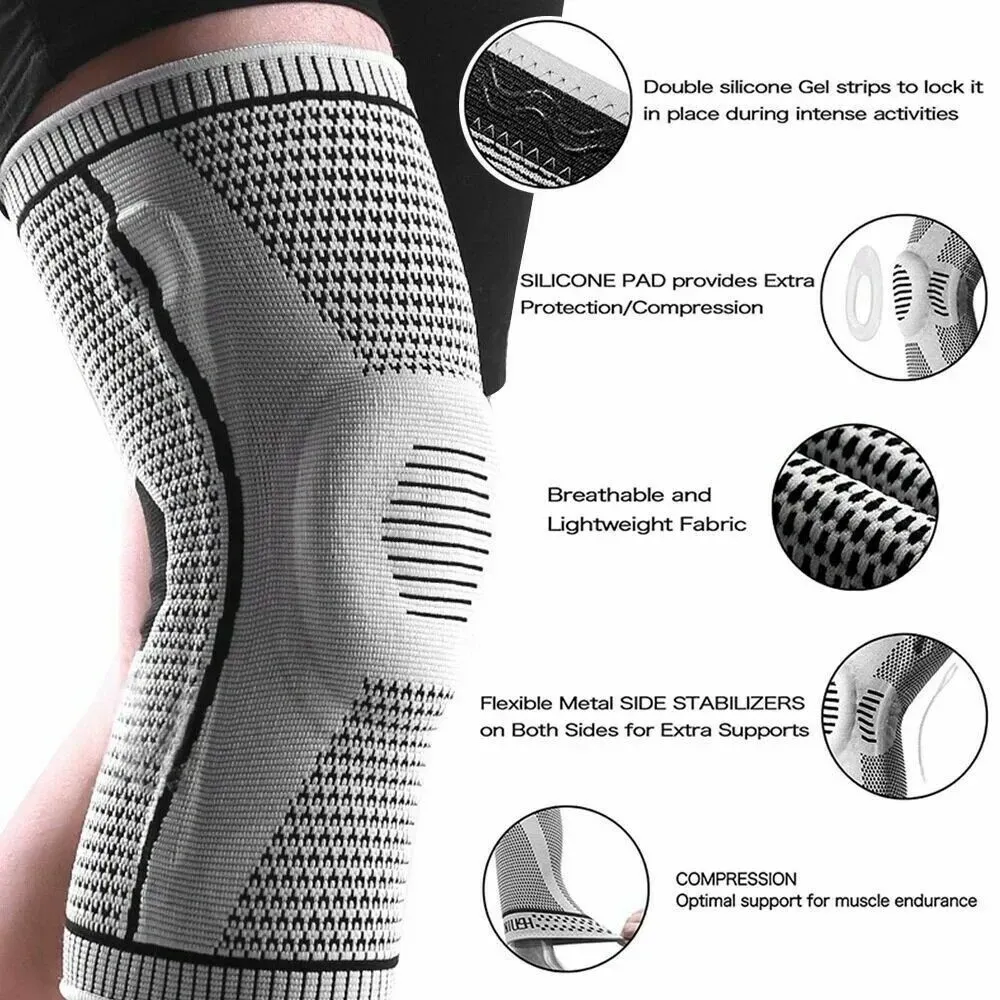 Knee Compression Sleeve in Grey for Sports and Arthritis Support view 7