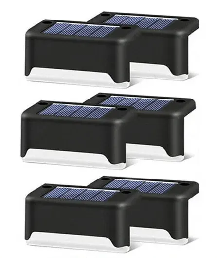 Multicoloured warm Solar LED Deck Lights Black 4-Pack for Garden Patio Pathway