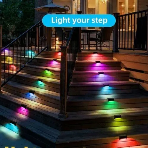 Outdoor Solar LED Deck Lights - 4-Pack Multicoloured Warm White for Garden view 8