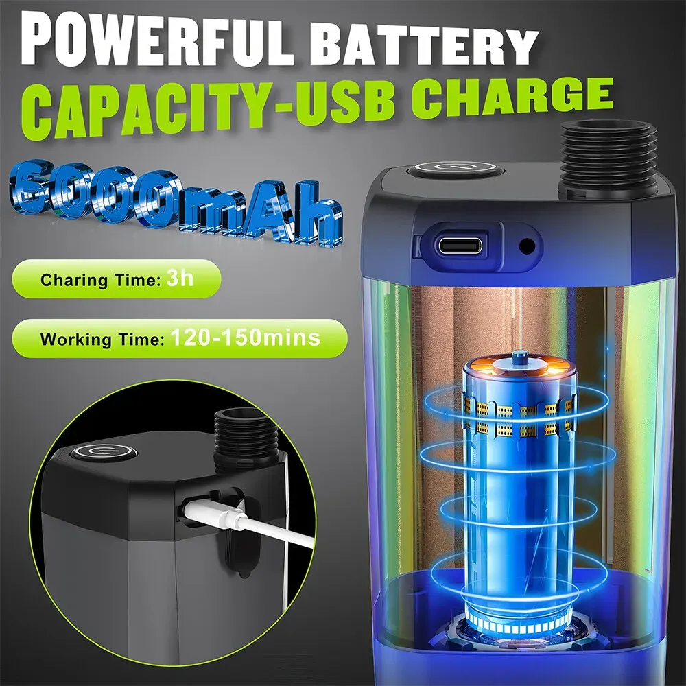 Portable Black Camping Shower with 6000mAh Rechargeable Battery and LED Display view 4