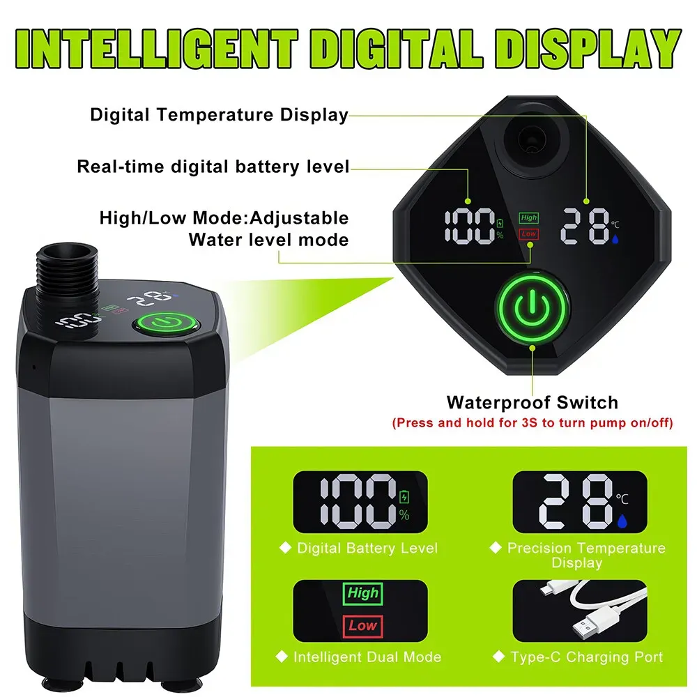 Portable Black Camping Shower with 6000mAh Rechargeable Battery and LED Display view 10