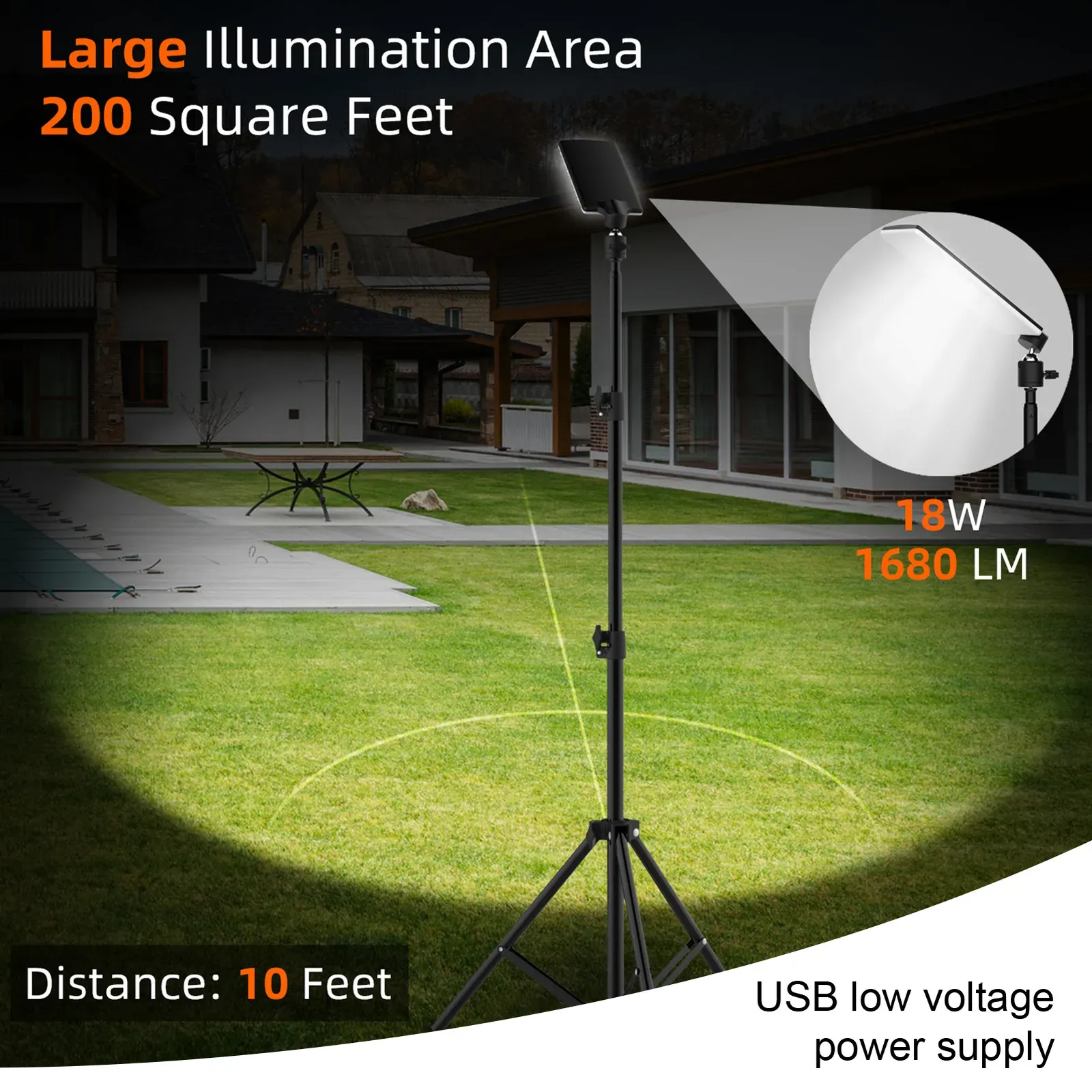 1.8m Telescopic Black Tripod LED Work Light for Camping and Outdoor Use view 8