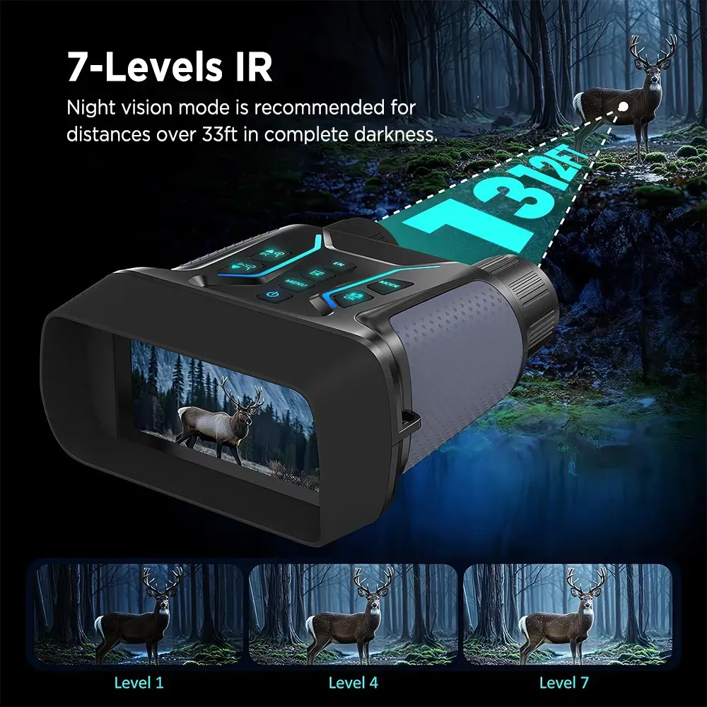 36MP 8X Zoom 4K Infrared Night Vision Binoculars with 4.5" Screen - Black view 2