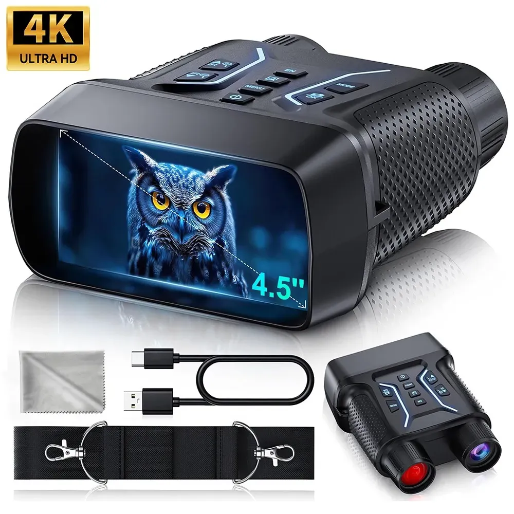 36MP 8X Zoom 4K Infrared Night Vision Binoculars with 4.5" Screen - Black view 10