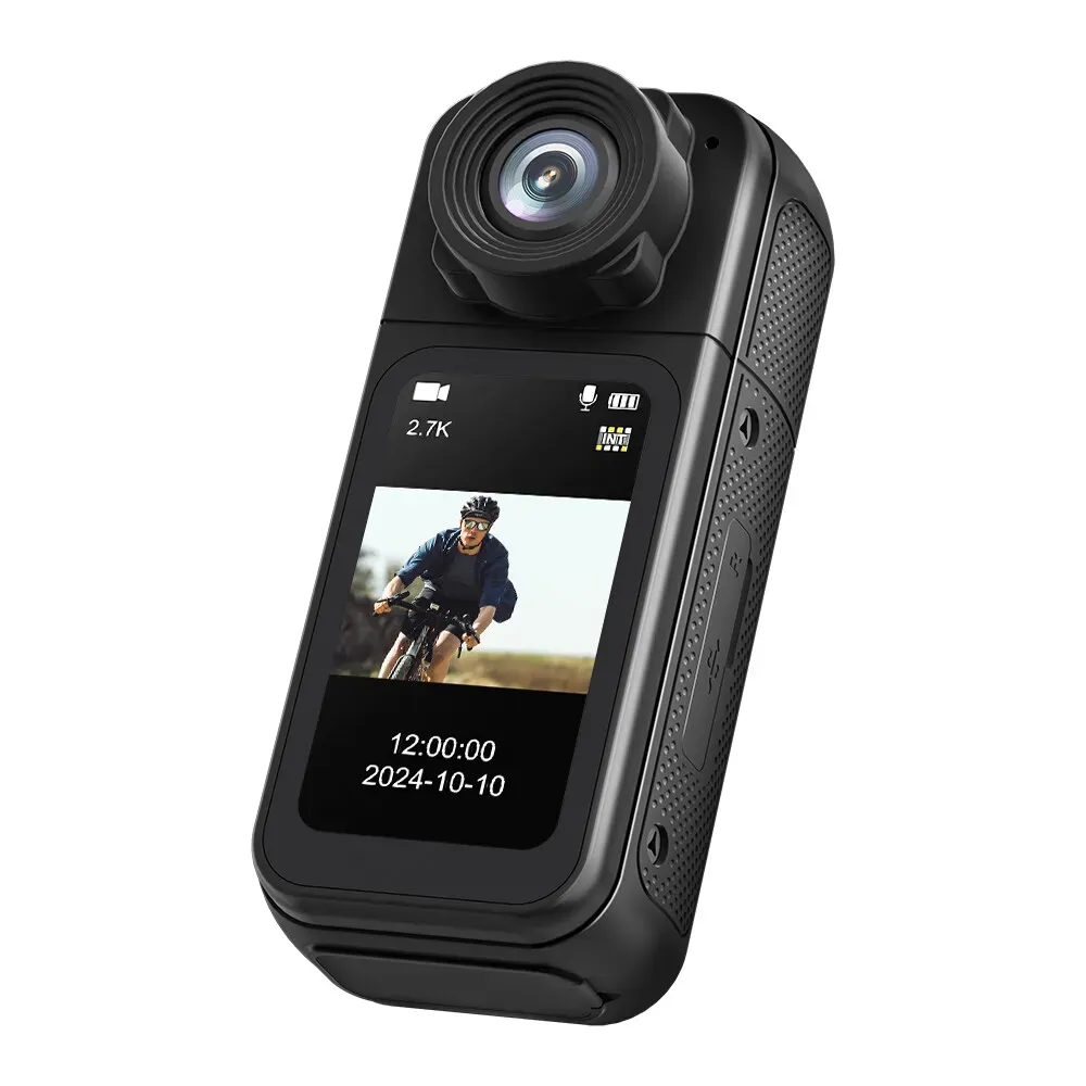 2.7K HD Mini Action Camera, Portable Thumb Camera with 180° Rotating Lens, Black view 2