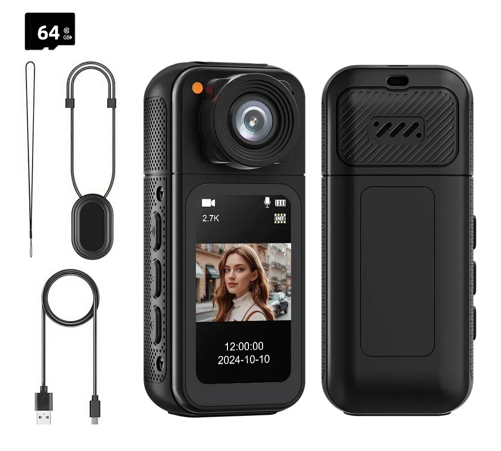 2.7K HD Mini Action Camera with 180° Rotating Lens