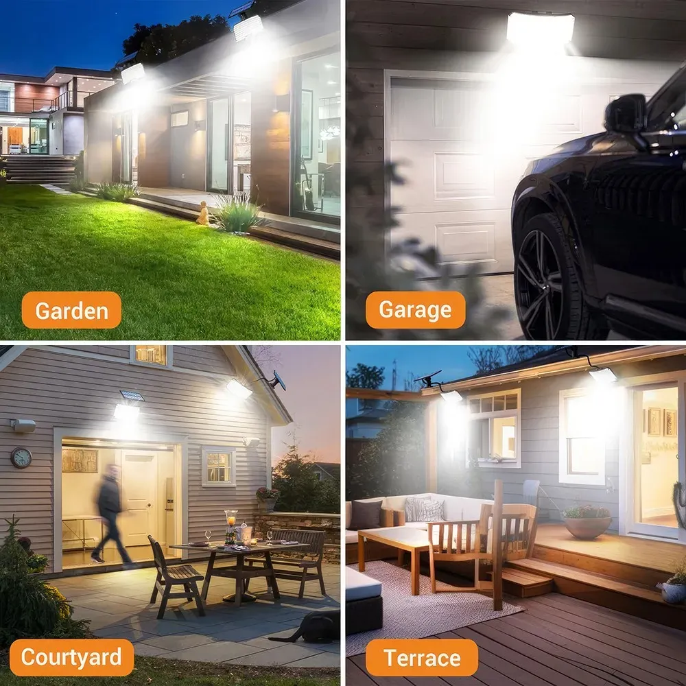 238LED Solar Powered Motion Sensor Outdoor Security Flood Light - Black view 2