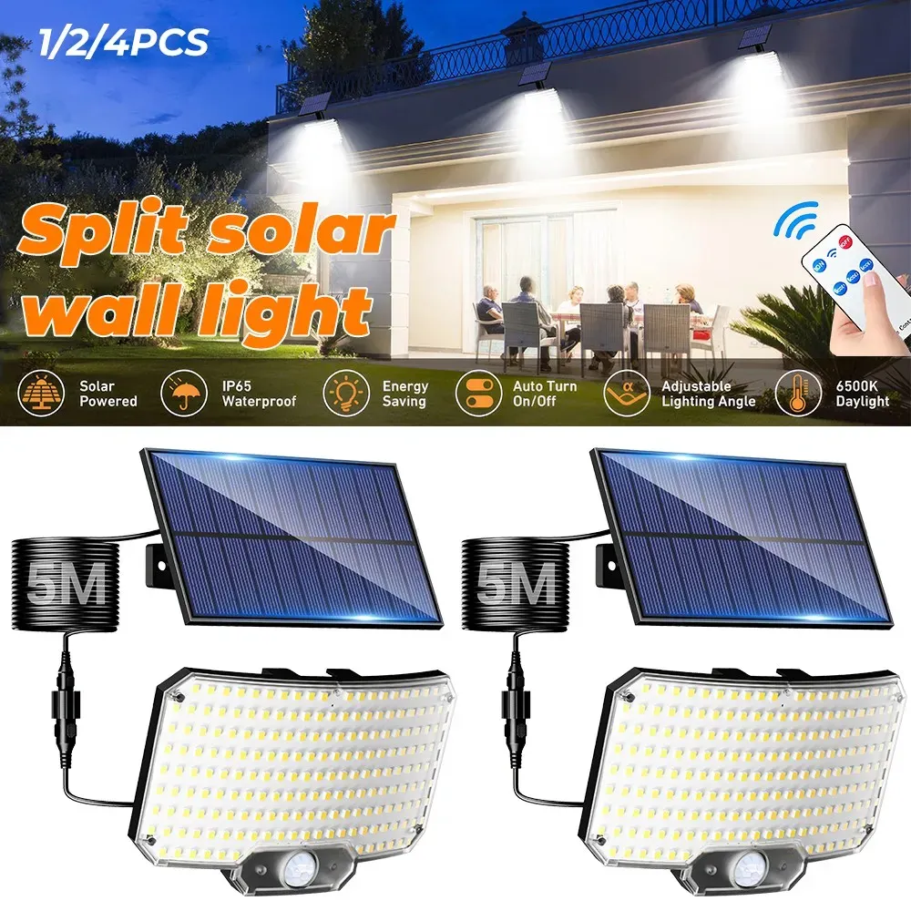 238LED Solar Powered Motion Sensor Outdoor Flood Light in Black view 3