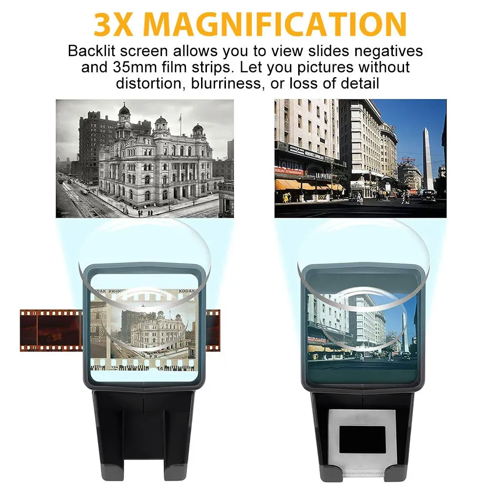 Photography Slide Viewer with 3X Magnification, Black, Desktop Design view 3