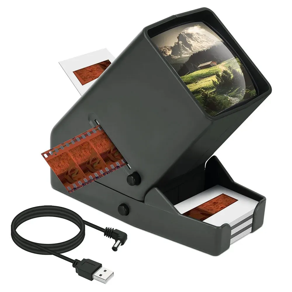 Photography Slide Viewer with 3X Magnification, Black, Desktop Design view 4