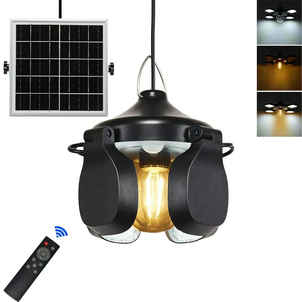 Solar Pendant Light 192LED Waterproof Motion Sensor Indoor Outdoor Black view 7