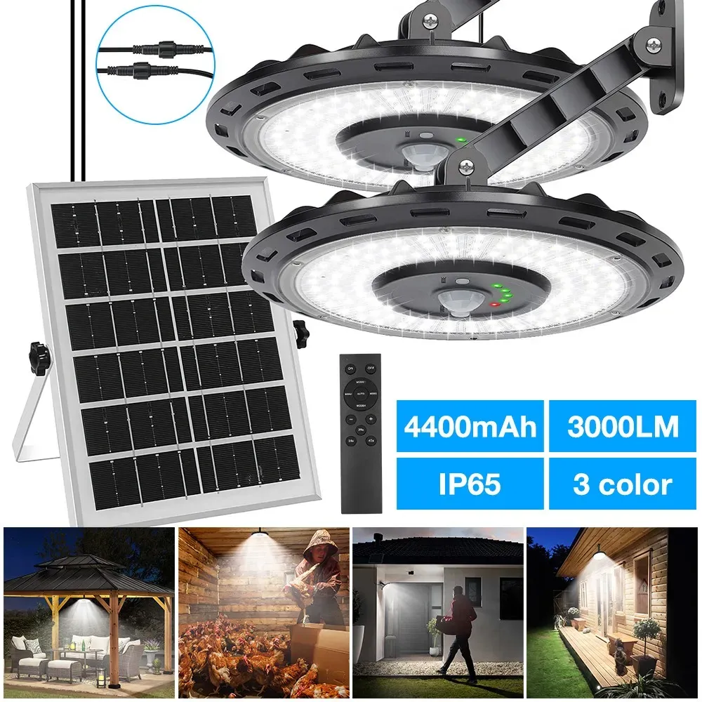 3000LM Black Solar Sensor LED Lights with Dual Head for Outdoor Use view 10