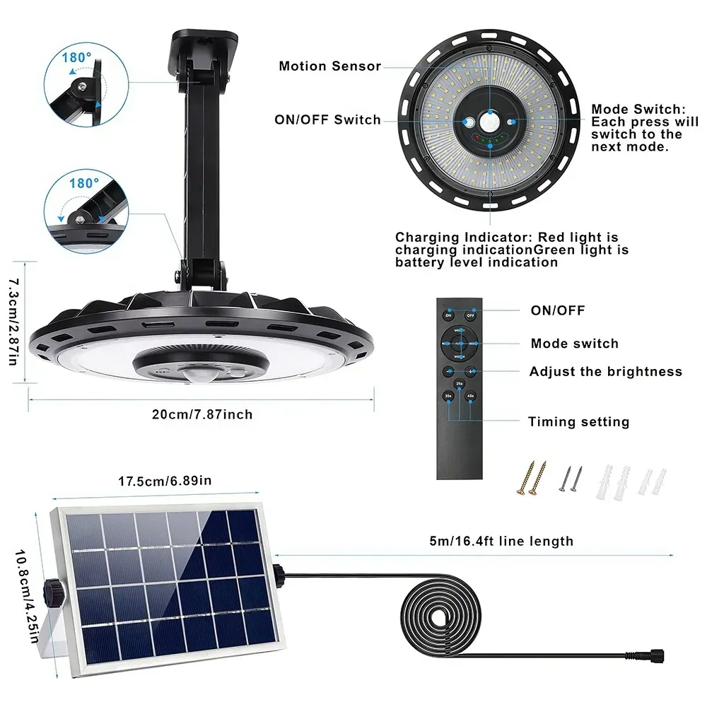 3000LM Black Solar Sensor LED Light with Dual Head for Outdoor Use view 2