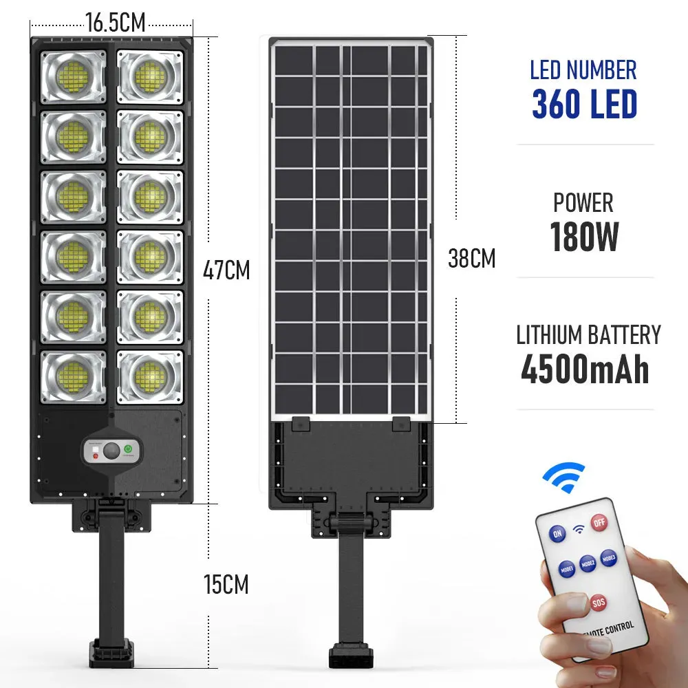 80000LM 5000W Black Solar Street LED Light with Radar Sensor and Remote view 8