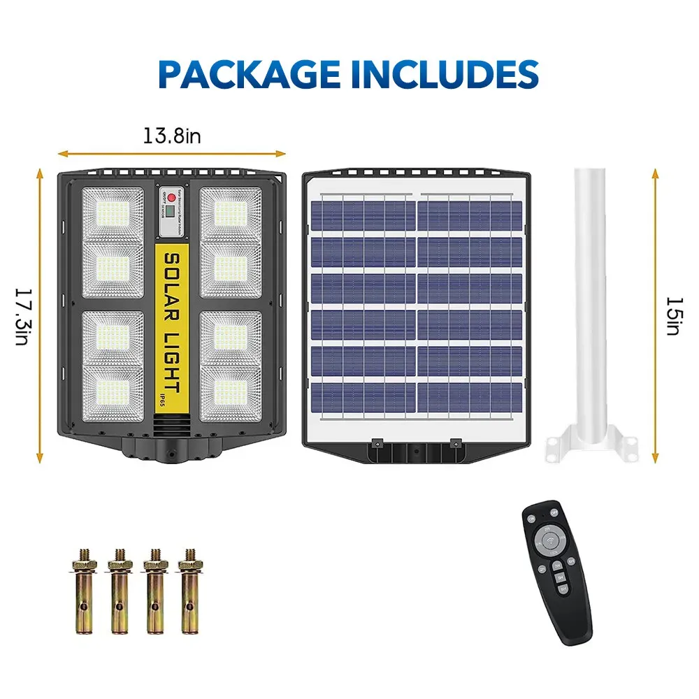80000LM 5000W Black Solar Street LED Light with Radar Sensor and Remote view 9