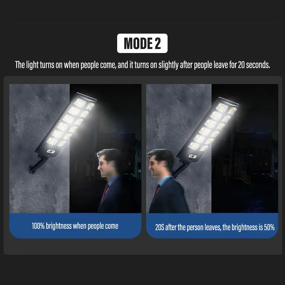80000LM 3500W Black Solar Street LED Light with Radar Sensor and Remote view 6
