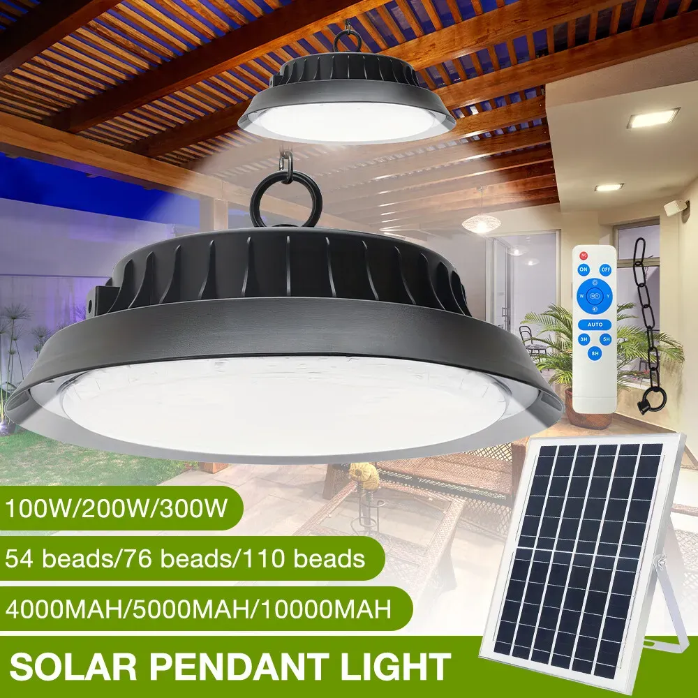 Solar Power Outdoor UFO LED High Bay Light 300W Black for Shed Garage Shop view 5