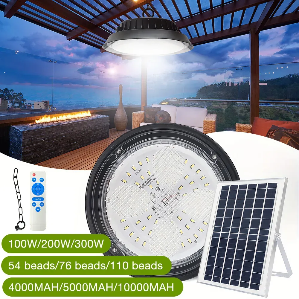 Solar Power Outdoor UFO LED High Bay Light 300W Black for Shed Garage Shop view 8