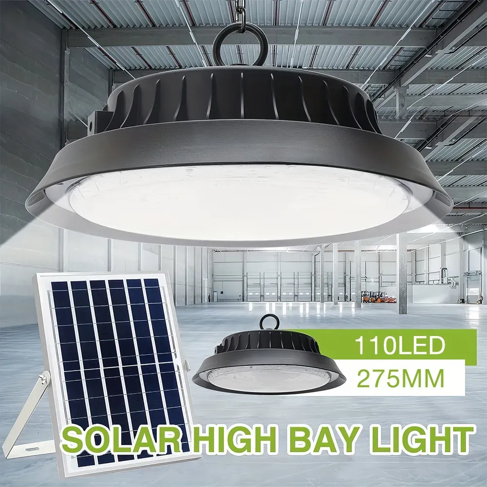 Solar Power Outdoor UFO LED High Bay Light 300W Black for Shed Garage Shop view 10