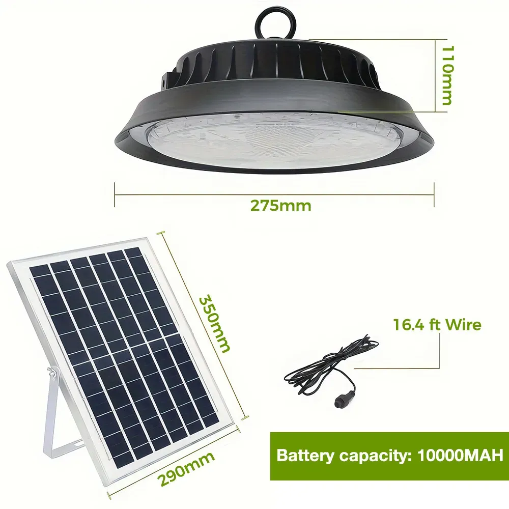 Solar Power Outdoor UFO LED High Bay Light in Black - 200W view 4