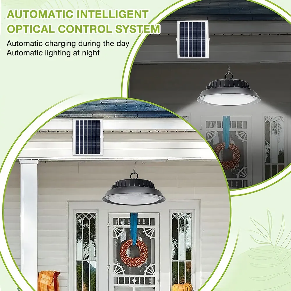 Solar Power Outdoor UFO LED High Bay Light 100W Black for Shed Garage Shop view 4