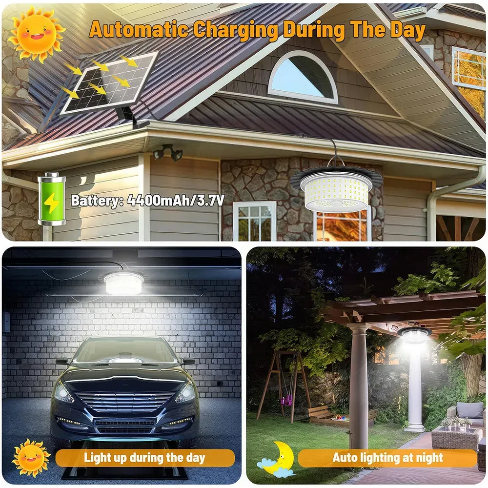 3000LM Black Solar Shed Light with 244 LEDs view 2