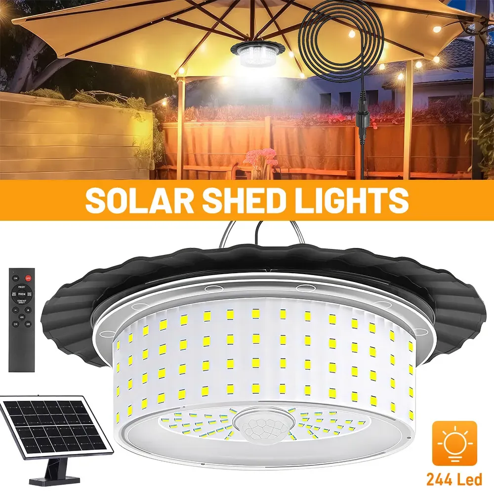 3000LM Black Solar Shed Light with 244 LEDs view 3