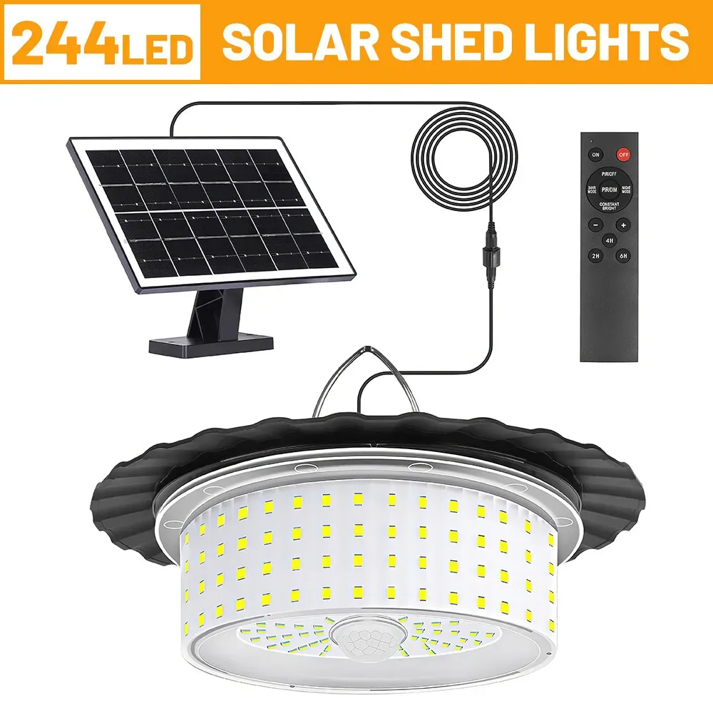 3000LM Black Solar Shed Light with 244 LEDs view 6