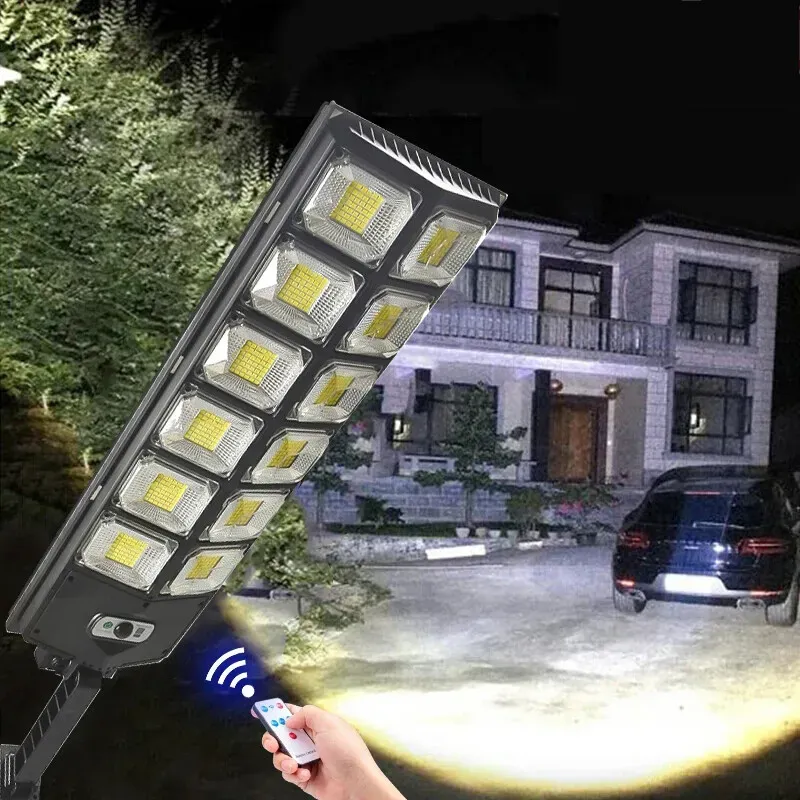 2-Pack 80000LM Black Solar Street Light with 504 LEDs and Remote Control view 2