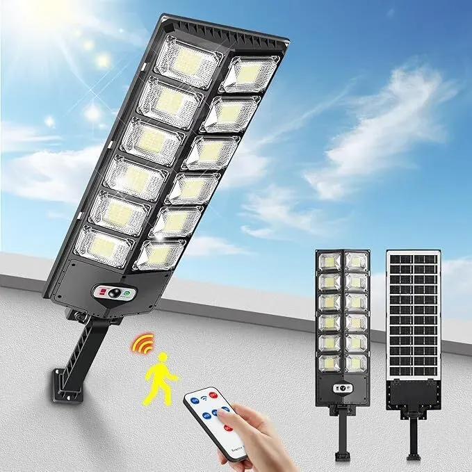 2-Pack 80000LM Black Solar Street Light with 504 LEDs and Remote Control view 7