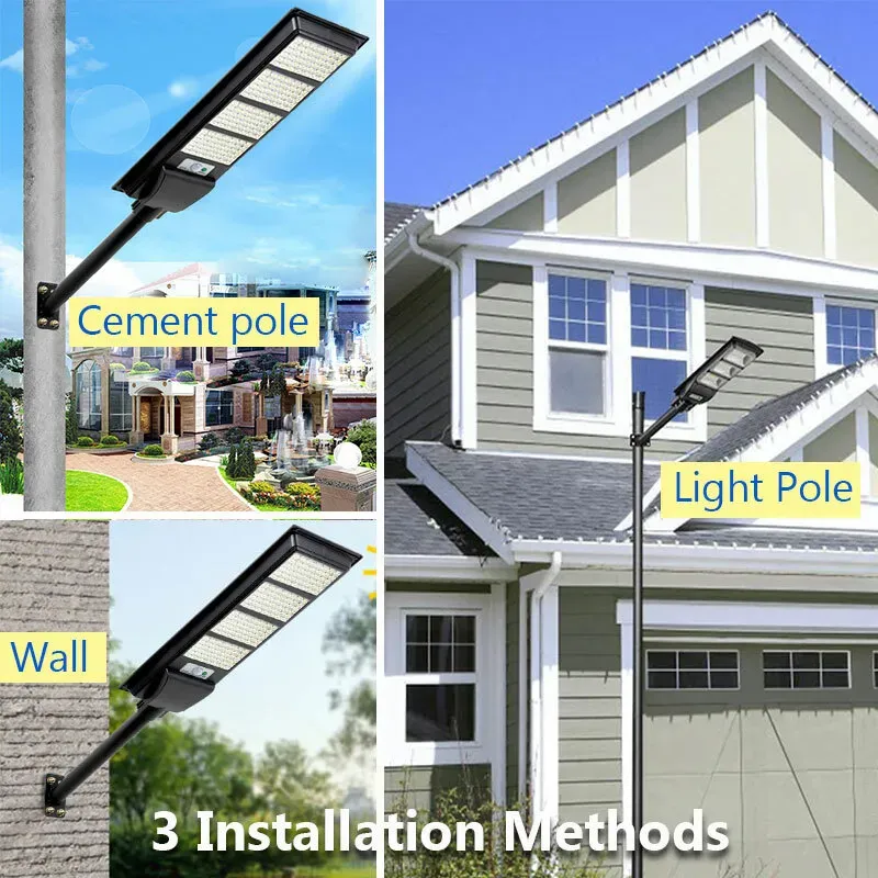 Solar Street LED Light with Radar Sensor, Black, 320W, Outdoor Flood Wall Lamp view 6