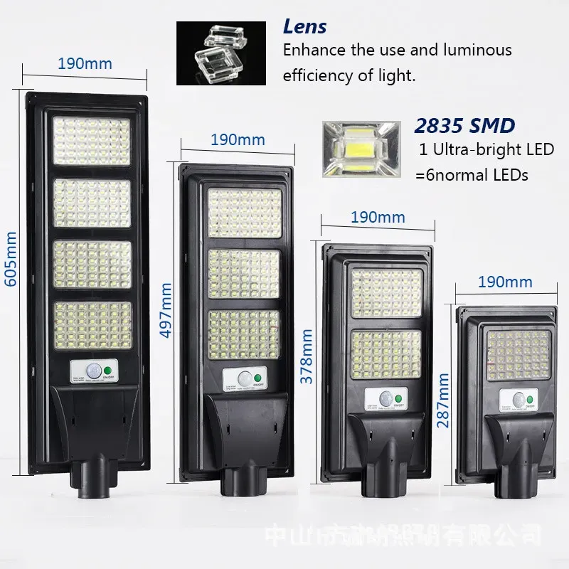Solar Street LED Light with Radar Sensor, Black, 320W, Outdoor Flood Wall Lamp view 7