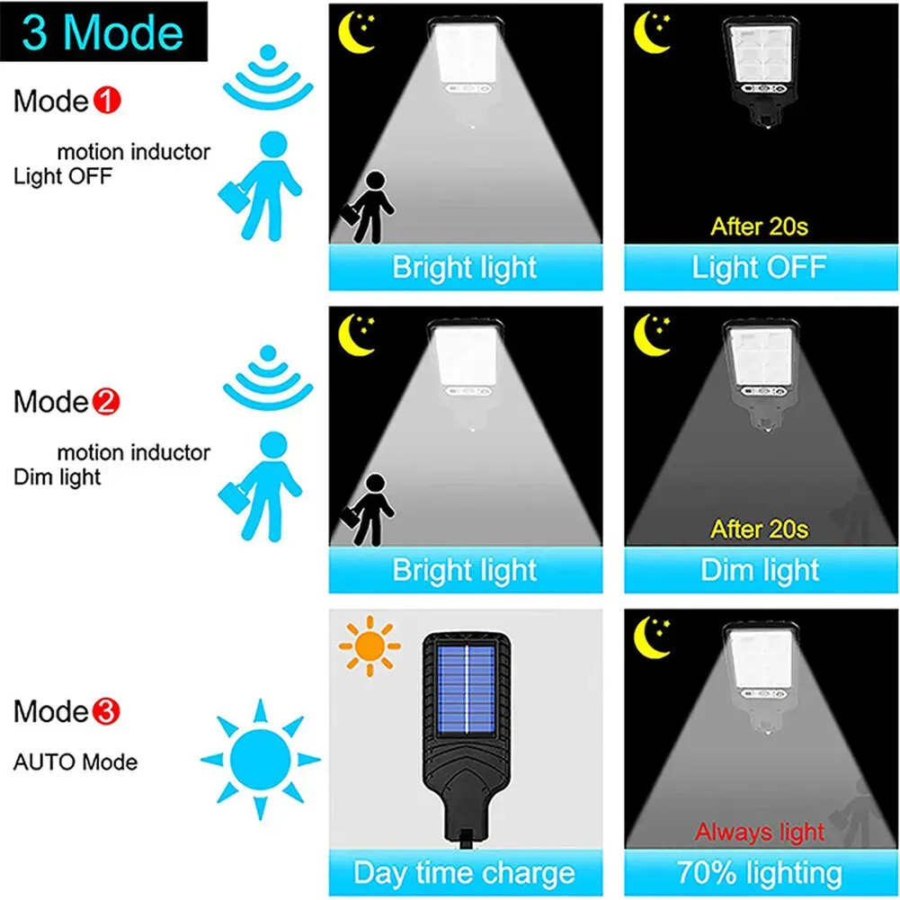 8-Pack 9000W Black Solar Security Lights with PIR Motion Sensor for Outdoor view 4