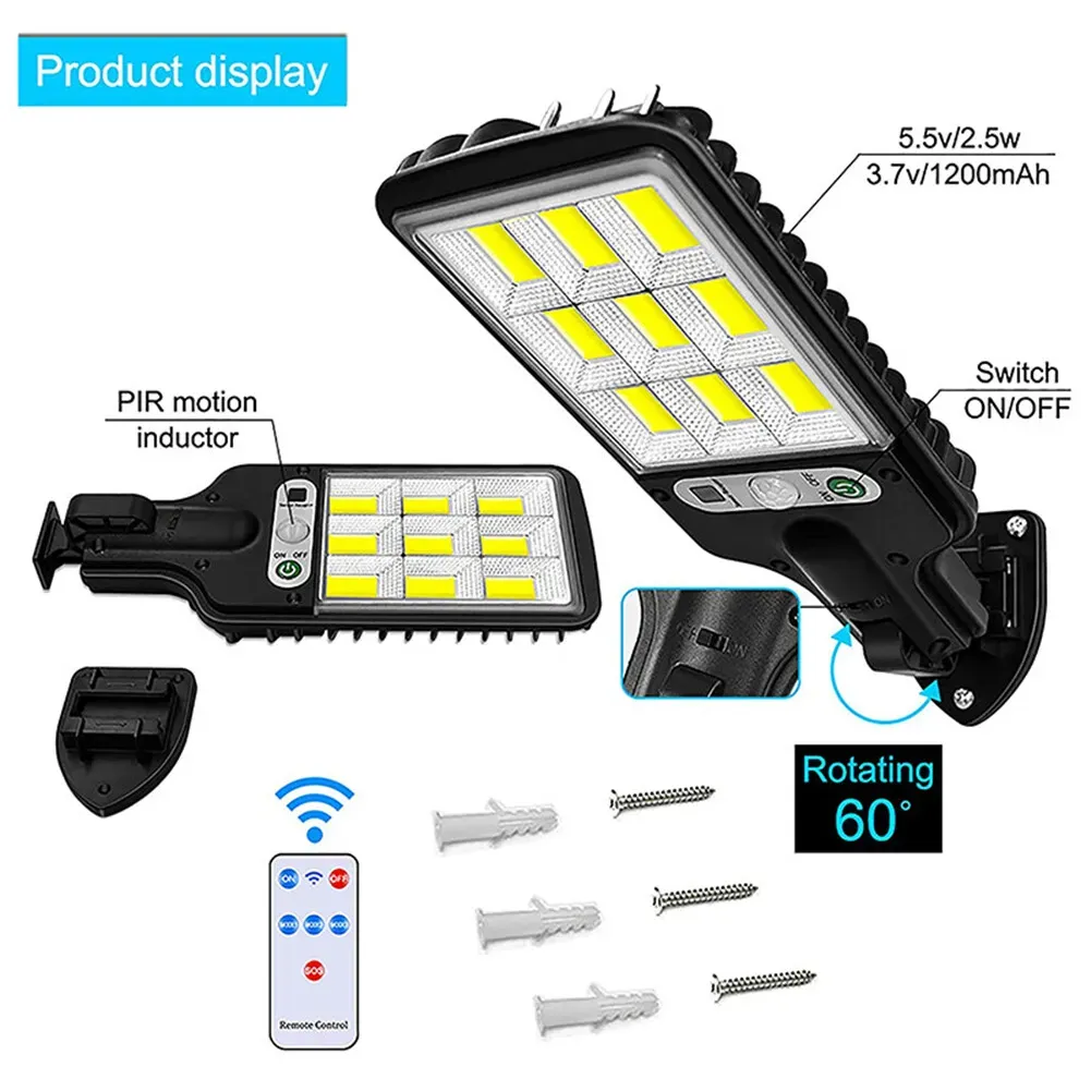 8-Pack 9000W Black Solar Security Lights with PIR Motion Sensor for Outdoor view 5
