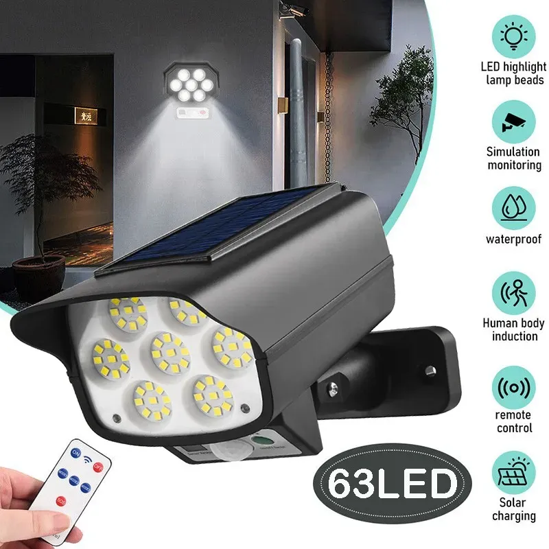 LED Solar Motion Sensor Light Black Outdoor Security Flood Lamp 63 LED 1200mAh view 5