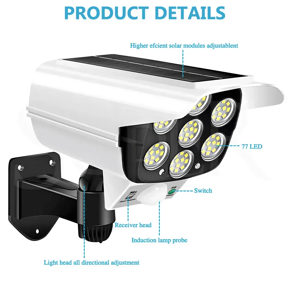 White 77 LED Solar Motion Sensor Light with Remote view 6
