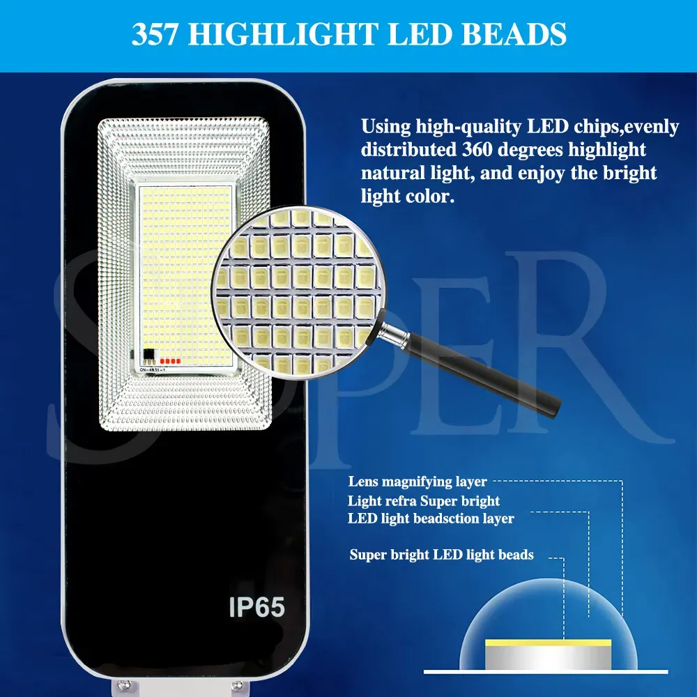 Solar LED Street Light Black Waterproof Outdoor Flood Lamp with Remote Control view 7