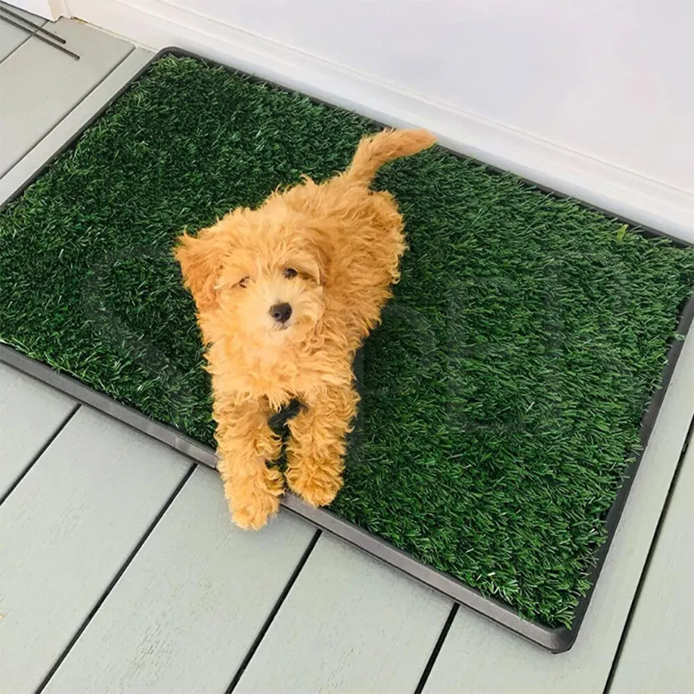 Portable Indoor Dog Potty Training Grass Mat in Black, 1060x410x70mm view 5