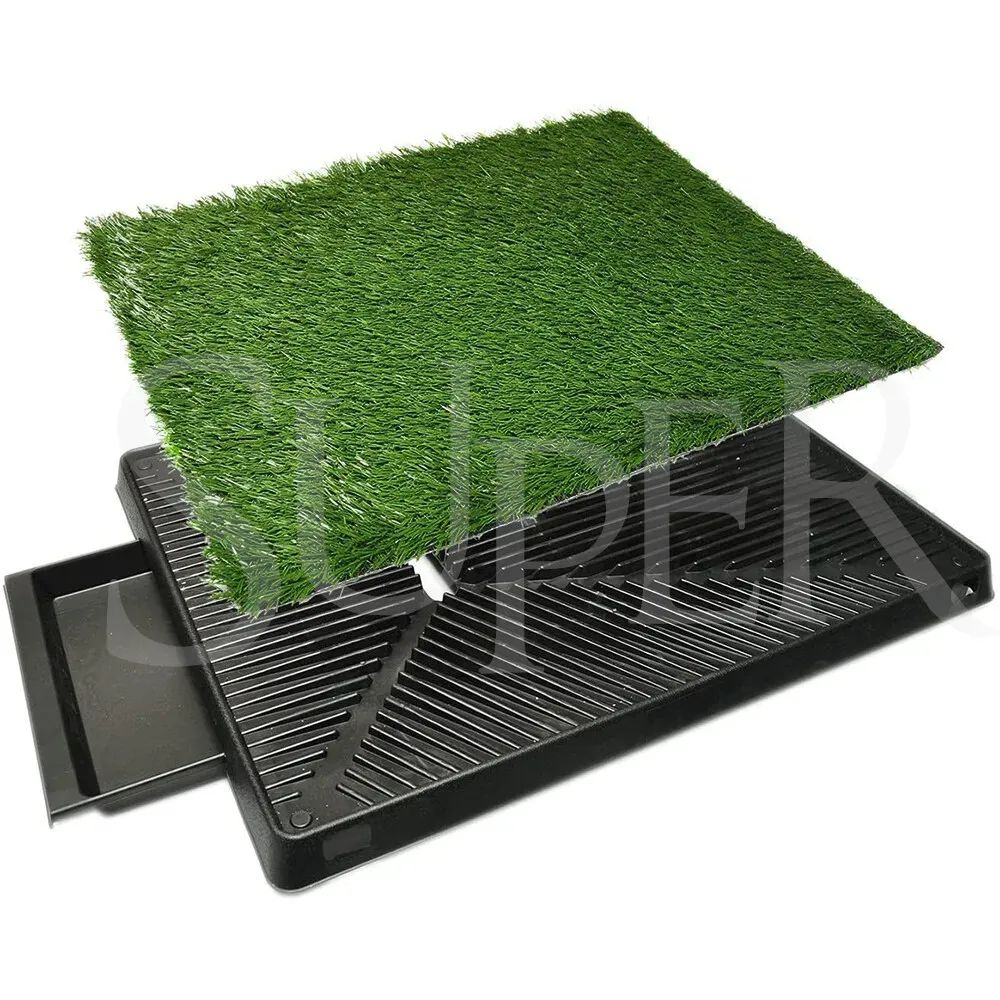 Portable Indoor Dog Potty Training Grass Mat in Black, 1060x410x70mm view 8