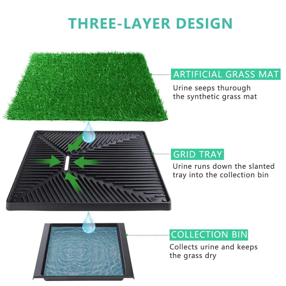 Portable Indoor Dog Potty Training Grass Mat in Black, 1060x410x70mm view 10