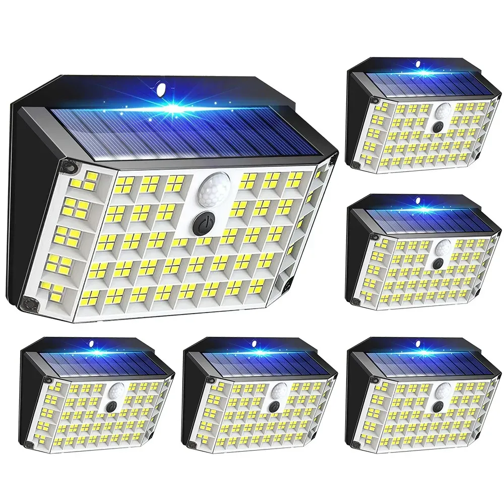 6 Pack Black Solar Motion Sensor Lights Outdoor Security Lamp 2000LM IP65 view 3