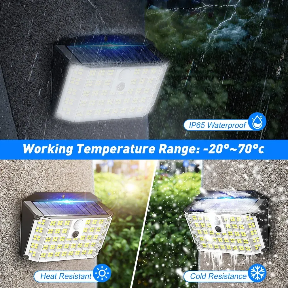 6 Pack Black Solar Motion Sensor Lights Outdoor Security Lamp 2000LM IP65 view 4