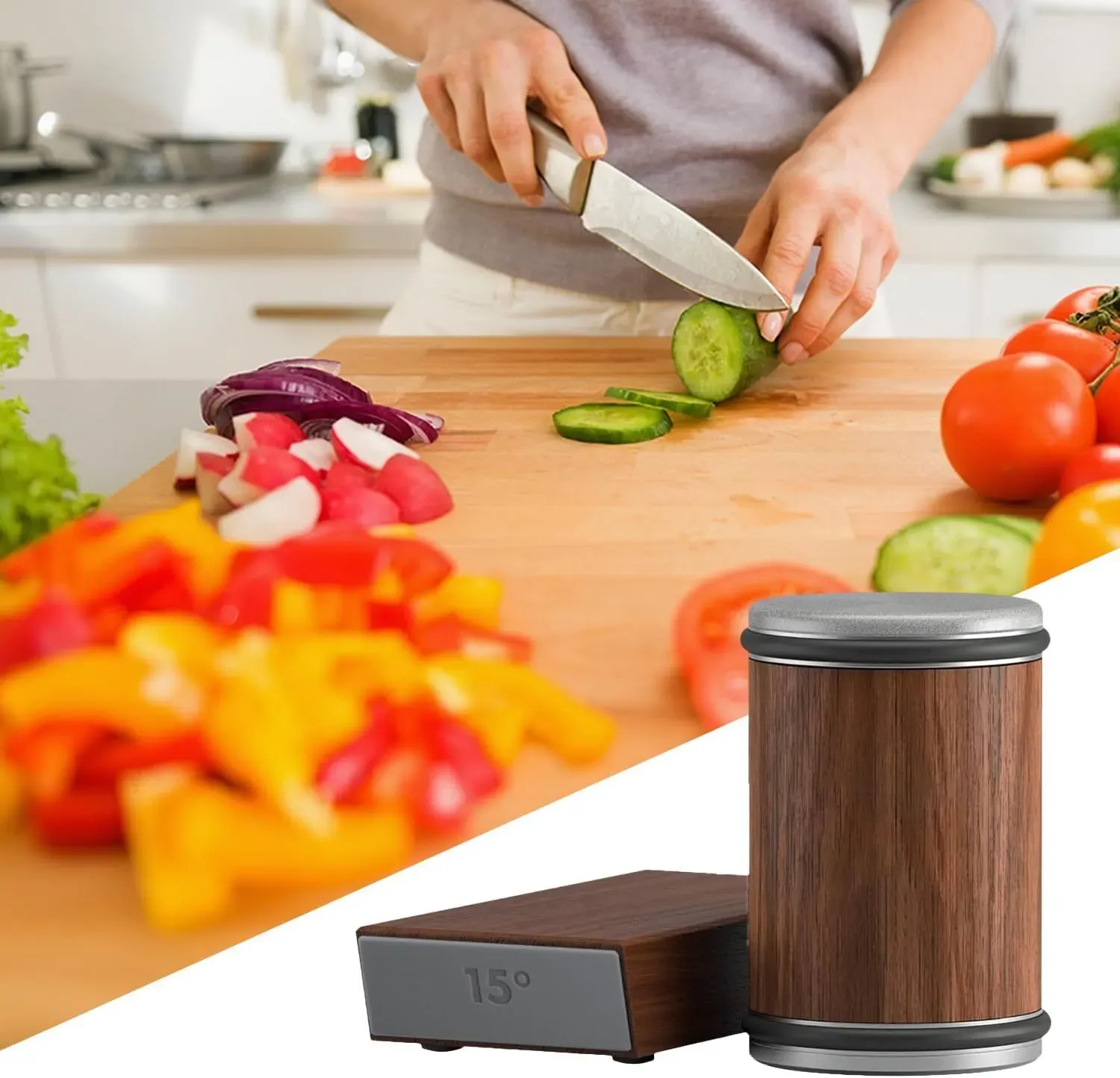 Premium Rolling Knife Sharpener in Black, Manual, Stainless Steel, 14x12x6cm view 3