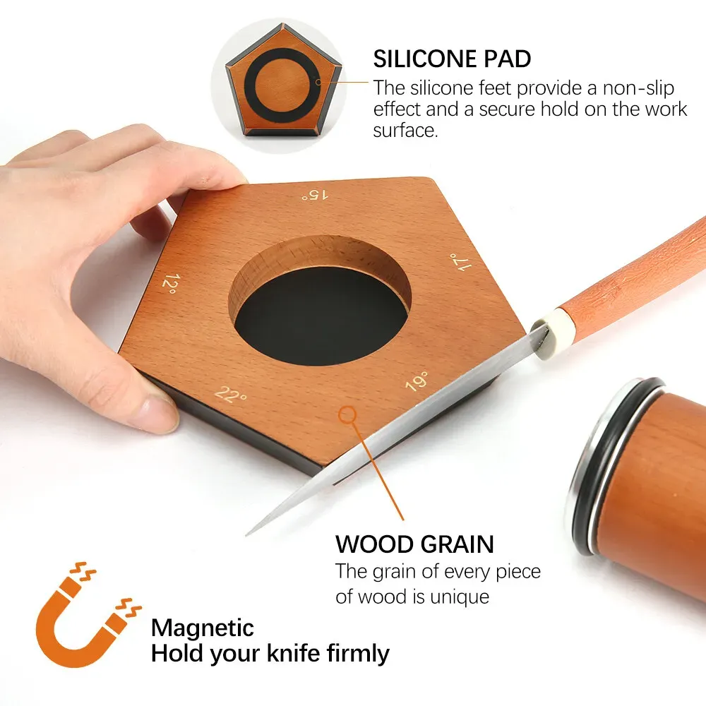 Brown Manual Knife Sharpener with Diamond Discs and Magnetic Angle Base view 2